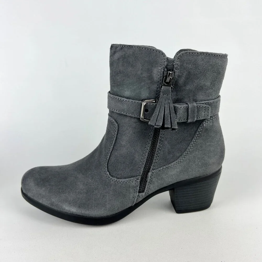 Earth Origins Womens Tori Gray Suede Ankle Booties Water Repellent size 9.5